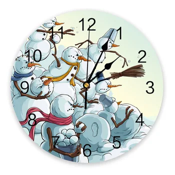 Рождественские настенные часы в виде снеговика, бесшумные цифровые часы для украшения дома, спальни, кухни, Подвесные часы