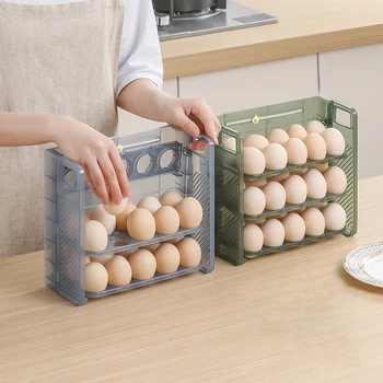 Складывающаяся полка для хранения яиц без установки, Реверсивная Полка для хранения яиц на боковой дверце холодильника, Кухонная полка для хранения свежих яиц.