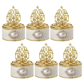 6 Шт Коробка конфет Золотой декор Свадебные контейнеры в уникальном стиле Футляры для угощений Пластиковые Детские украшения