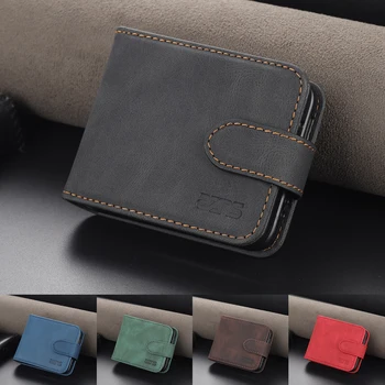 Кожаные Складные Флип-4 Чехла Для Samsung Galaxy Z Flip 3-5G Магнитные Защитные Карты Solt Wallet Bag Z Flip3 Business Cover
