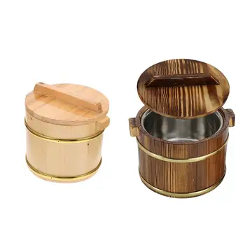 Деревянное ведерко для риса многоразового использования, 16 см, многоцелевой деревянный бочонок для суши, Деревянная миска для риса для суши в ресторане, кухня для дома