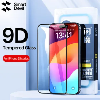 SmartDevil Полное покрытие из закаленного стекла для iPhone 15 Pro Max 15 Pro, защитная пленка для экрана для iPhone 15 15 Plus HD с защитой от синего света