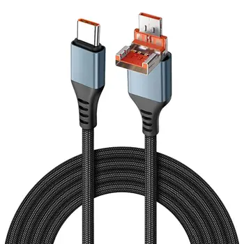 Зарядный шнур USB C Мощностью 65 Вт, 2-в-1, Шнур быстрой зарядки Для передачи данных, Портативный Кабель для передачи данных Типа C, Подача питания