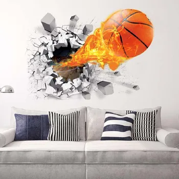 Водонепроницаемая самоклеящаяся баскетбольная картина для спальни 3D трехмерное настенное украшение mural