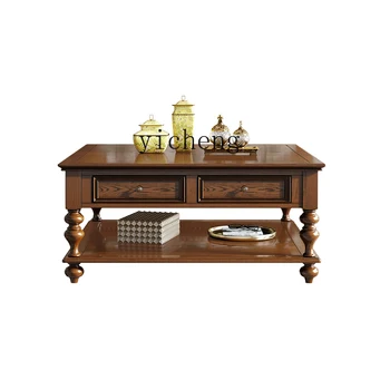 Журнальный столик ZM из массива дерева, мебель для гостиной, так просто, так красиво, Квадратный чайный столик в стиле Кантри, шкафчик