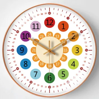 8-дюймовые Новые круглые настенные часы, Современный обучающий дизайн, Бесшумные Часы для детей, Аксессуары для украшения гостиной, спальни, Часы