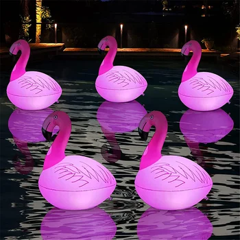 Плавающие огни для бассейна Flamingo на солнечных батареях, 16 цветов RGB, меняющий цвет светодиодный светящийся шар, надувной фламинго для бассейна, садовой лужайки