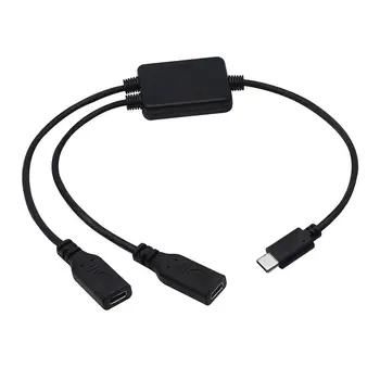 Многофункциональный USB 2 в 1 USB Type 3.1 C для мужчин и 2 x USB-C для женщин, адаптер для зарядки данных, Соединительный кабель Y-разветвителя