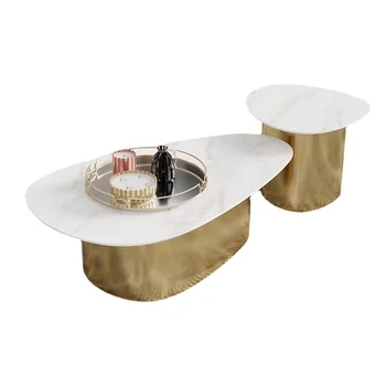 Металлический журнальный столик ZC Для гостиной Arc Итальянская Мебель Специальной формы с Высокой и Низкой Комбинацией