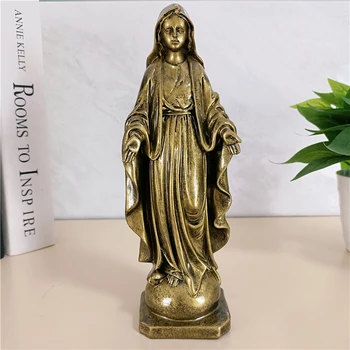 21,5 см Бронзовые статуи Девы Марии, большая скульптура Мадонны из смолы, рождественские украшения для свадебного офиса, Рождественский подарок