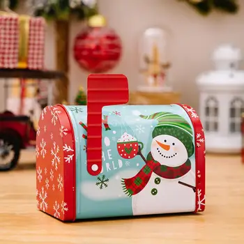 Декоративная Рождественская подарочная коробка, Праздничный Рождественский орнамент в форме почтового ящика, Органайзер для конфет, Красочный рождественский декор для печенья