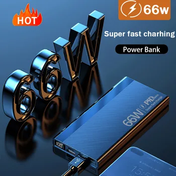 Большая емкость аккумулятора 30000 мАч Power Bank 66 Вт Сверхбыстрая зарядка для iPhone 13 14 Pro Huawei Xiaomi Samsung Зарядное устройство Powerbank