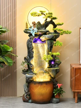 Искусственная гора и фонтан для циркуляции воды, украшающий пол гостиной рядом с колесом Фэншуй, внутренний дворик с аквариумом для дома