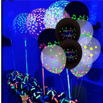 10шт 12-дюймовый прозрачный флуоресцентный Воздушный шар на День Рождения, Светящиеся Принадлежности для вечеринок, подарок для взрослых и детей, декор для вечеринки с Днем Рождения, воздушный шар