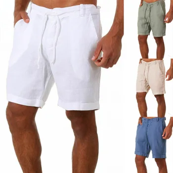 Летние мужские повседневные шорты, однотонные свободные спортивные штаны на шнуровке для мужчин