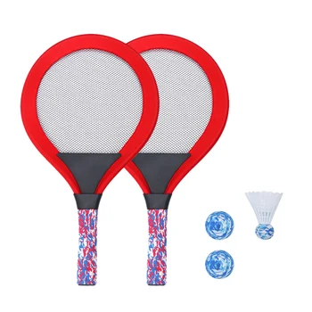 Набор теннисных ракеток, легкий безопасный детский набор пляжных ракеток для тенниса с кругляшками и бадминтона для игры на пляже, лужайке и заднем дворе