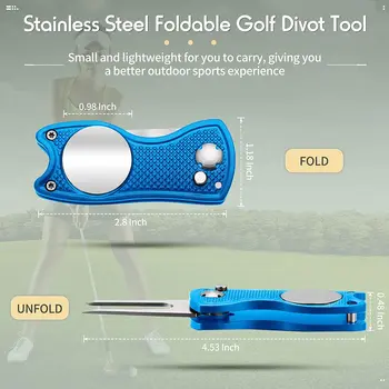 Новый металлический складной инструмент для ремонта поддонов для гольфа с магнитным шариковым маркером и всплывающей кнопкой Зеленого цвета, аксессуары для инструментов, подарок для игрока в гольф