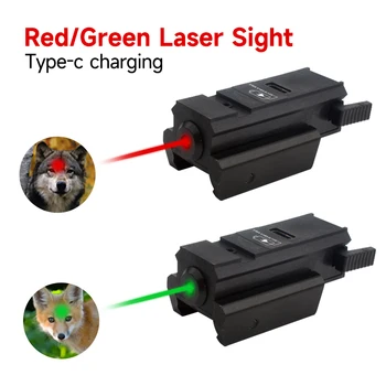 Модель для зарядки через USB Охотничий Мини Компактный Лазерный Прицел Red Dot с Креплением Picatinny для Ручного Пистолета Green Red Dot Laser Sight