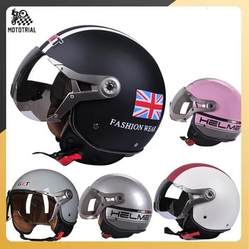 Мотоциклетные Шлемы, винтажный шлем для скутера, половина лица, шлем Cafe Racer, шлем для мотокросса, Casco Moto Man, Женский шлем Four Seasons
