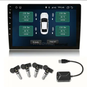 Автомобильный USB TPMS монитор давления в шинах для Android Автомобильный DVD-плеер с 4 датчиками сигнализации температуры шин