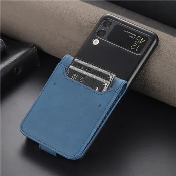 Кожаный Чехол Для Телефона Samsung Galaxy Z Flip 3 4 5 5G Flip3 Flip4 Flip5 Однотонный Чехол Для Слота для карт Памяти Защитная Оболочка