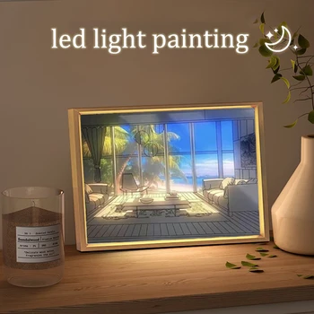 Креативный подарок для моделирования ночного освещения, Фоторамка с настроением на закате, Лампа в стиле аниме, Светодиодные фонари, Декоративное освещение