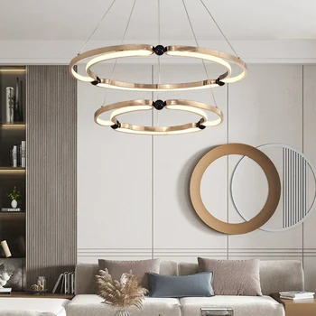 Современная золотая светодиодная круглая люстра AiPaiTe для гостиной, столовой, спальни, роскошная хрустальная люстра