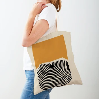 Абстрактная линия Матисса, цветочный лист, Коралл, скандинавская женская сумка для покупок, двойная сумка-тоут с принтом, повседневные холщовые женские сумки для покупок