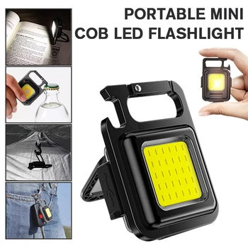 Мини светодиодный фонарик-брелок для ключей, Многофункциональные портативные фонарики для кемпинга, USB-зарядка, Рабочие фонари, Рыболовные фонари