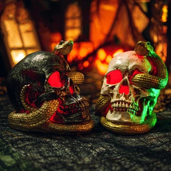 3D Череп, Змеиная голова, Декоративный реквизит для Хэллоуина, украшение для Черепа, Статуя Черепа из смолы Ужасов, украшение для Хэллоуина
