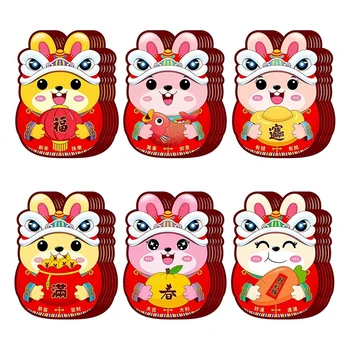 3D Милый кролик Красный конверт 2023 Лунный Новый Год Конверты Hong Bao Красные карманные конверты для денег на удачу