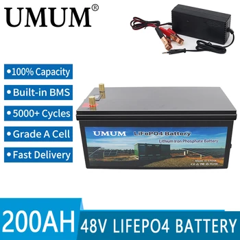 Встроенный литий-железо-фосфатный аккумулятор LiFePO4 48V 200Ah BMS 5000 Циклов Для Замены Большей части резервного источника питания Домашнего накопителя энергии