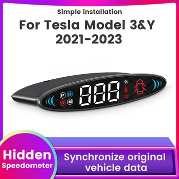 Головной дисплей Автомобиля HUD для Tesla Model 3 Model Y 2021 2022 2023 Выделенный Головной Спидометр Скрытый Измеритель Воздушного Кода В Режиме Реального Времени