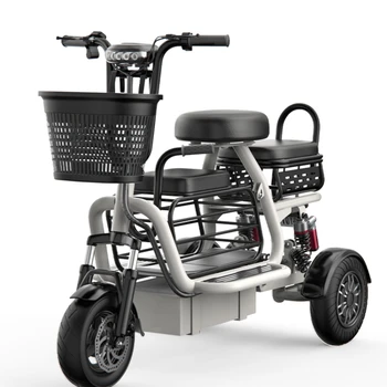 Электрический трехколесный велосипед для родителей и детей, Бытовой Маленький прогулочный пикап Для детей, пожилых женщин, Легкий складной автомобиль с литиевым аккумулятором.