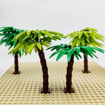 Строительные блоки Пальма Кокосовая пальма Зеленый сад Пейзаж Тропический пляж Завод Блок Игрушка Совместимые кирпичи Lego Игрушка для детей