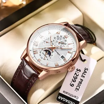 Роскошные наручные часы POEDAGAR для мужчин, водонепроницаемые, со светящимся хронографом, Дата, мужские часы, Кожаные мужские кварцевые часы, спортивные мужские часы