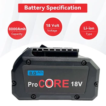For 18V 8000mAh ProCORE Ersatz Batterie für Bosch 18V Professionelle System Cordless Werkzeuge BAT609 BAT618 GBA18V80 21700 etc.