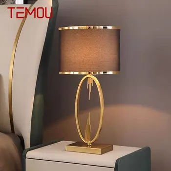Современная настольная лампа TEMOU LED Nordic Creative с простым коричневым абажуром Настольные лампы для дома, гостиной, прикроватной тумбочки в спальне