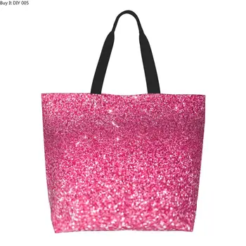 Серебристо-Розовый Блеск, сверкающий бриллиант, сумки для продуктовых покупок, Блестящий Кристалл, Холщовая сумка для покупателей, сумки большой емкости