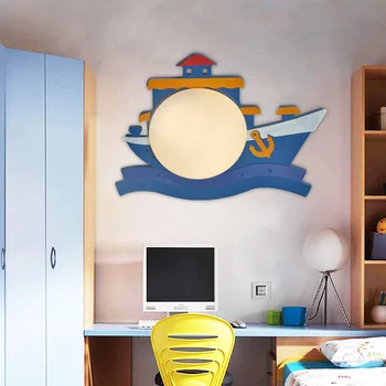 Средиземноморский мультфильм пиратский корабль рулевая комната прикроватные лампы спальня детская комната настенные светильники