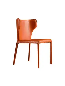 Дизайнерский легкий Роскошный стул для ресторана Nordic Home, Простая сетка для маленькой квартиры, Красное Итальянское седло, Кожаное обеденное кресло.