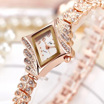 Маленькие часы для женщин, кварцевые часы, браслет, женские Простые женские наручные часы Orologio с бриллиантами неправильной формы из розового золота