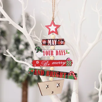 Рождественская деревянная подвеска, Подвесные Дверные украшения, Елочные украшения на Рождество, Рождественский Навидад, С Новым 2024 годом