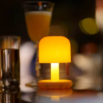 Мини-аккумуляторная ночная лампа USB, перезаряжаемая настольная лампа в виде гриба, креативная светодиодная лампа с сенсорным управлением для бара отеля, домашнего декора спальни
