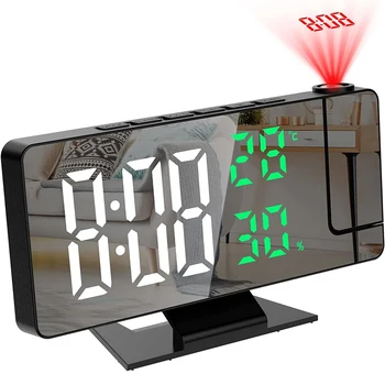 Светодиодный цифровой будильник Проекционные часы Проектор Потолочные часы с подсветкой дисплея времени температуры Часы повтора для дома