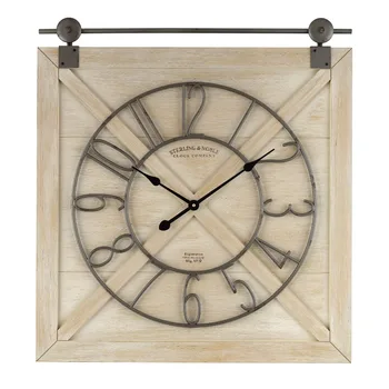 28-Дюймовые аналоговые настенные часы в деревенском стиле белого фермерского дома с кварцевым механизмом