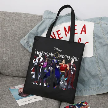 Сумка для покупок Disney Twisted-Wonderland, складная многоразовая тканевая сумка для покупок Harajuku, студенческая холщовая сумка-тоут, подарок