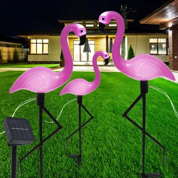 Светильник для декора сада, наружный пейзаж, Розовый светильник с фламинго, Водонепроницаемый Садовый газон, Розовый солнечный торшер Flamingo