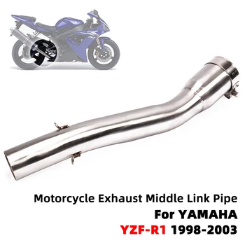 YZF R1 Выхлопная Труба Мотоцикла Среднее Звено Трубы Глушителя Без шнуровки Для Yamaha YZFR1 YZF-R1 1998-2003 1999 2000 2001 2002
