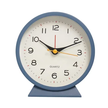 4,5-дюймовый Антикварный аналоговый будильник в стиле ретро с батарейным питанием, маленькие бесшумные Металлические часы на прикроватной тумбочке с подсветкой (синего цвета)